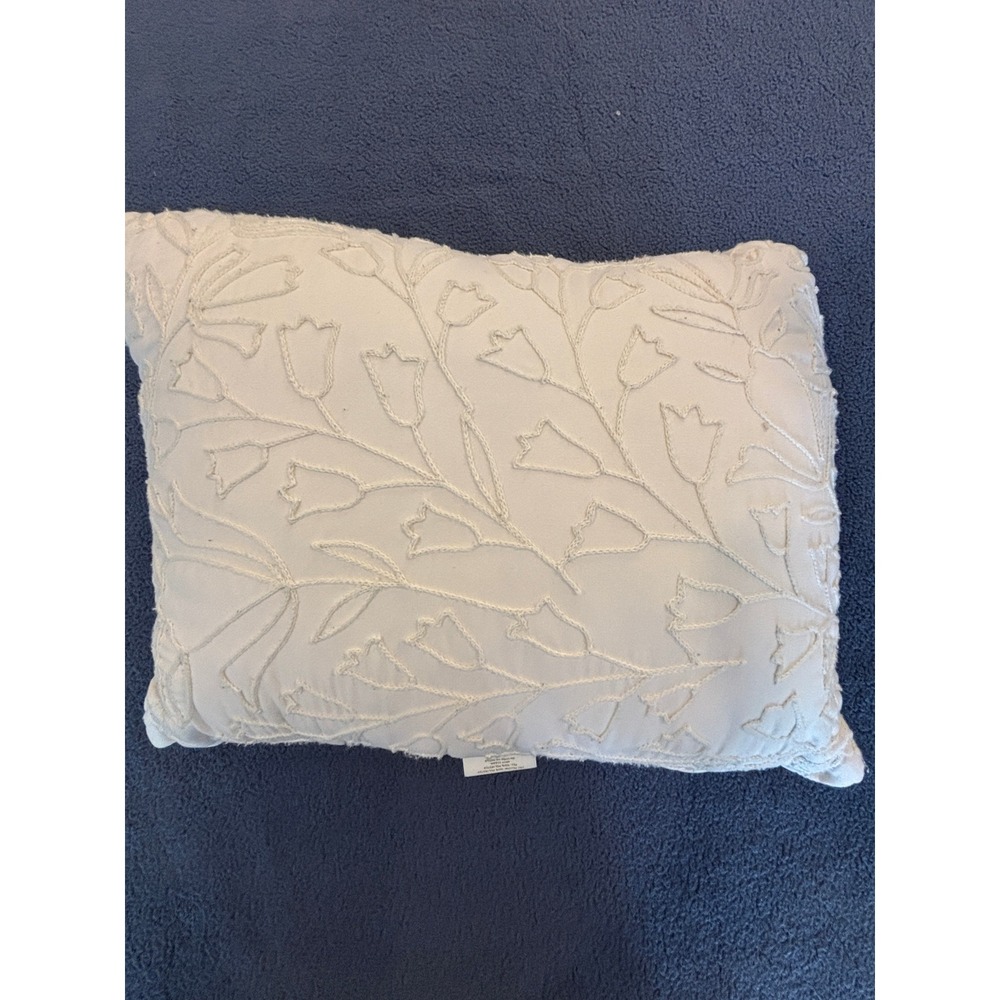 Threshold Cream Floral Embroidered Lumbar Decorative Pillow Off White 12x17